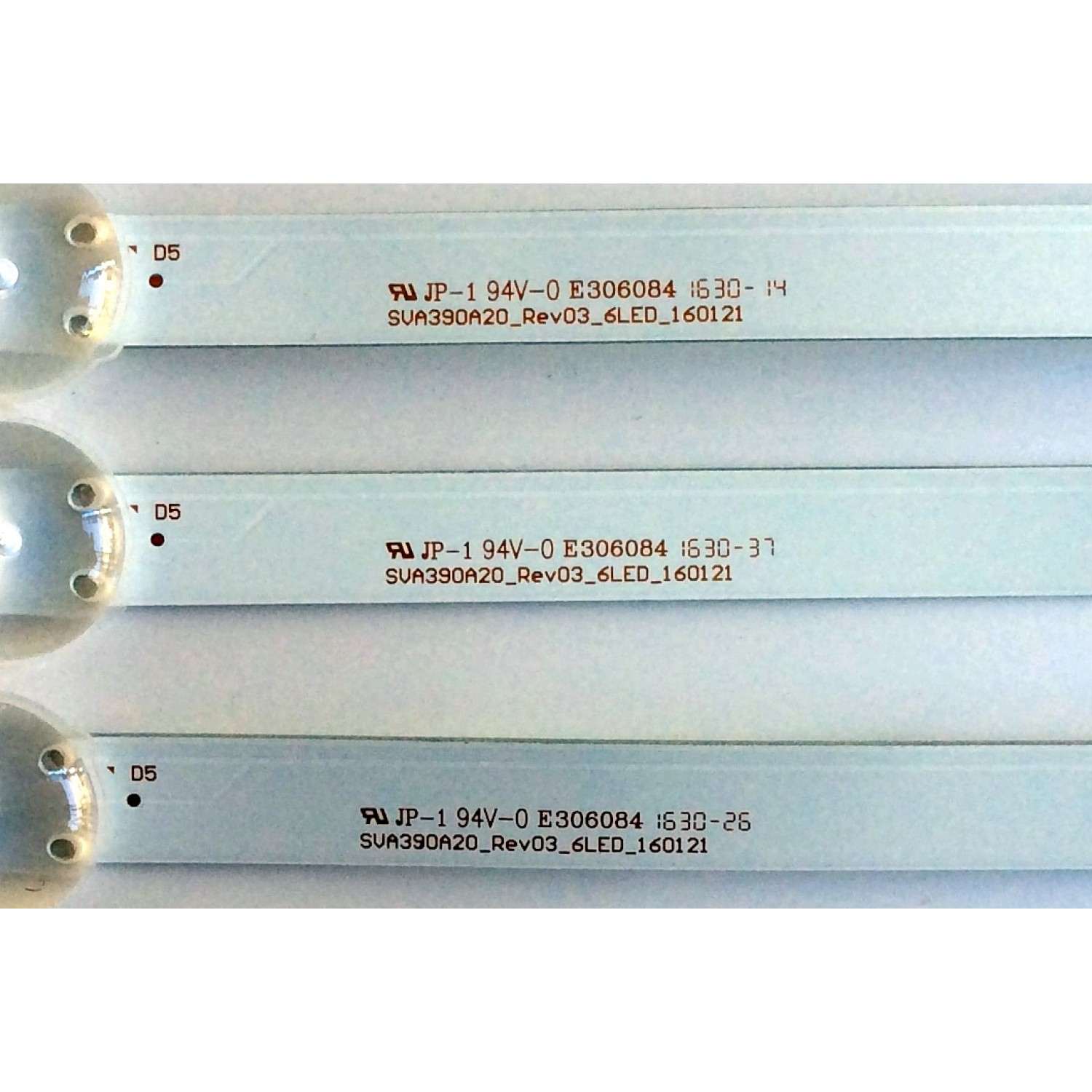 KIT DE LED´S PARA TV (3 PIEZAS) / (ILUMINACION AZUL) INSIGNIA SVA390A20 / SVA390A20_Rev03_6LED_160121 / JP-1  94V-0  E306084 / PANEL T390XVN01.0 / MODELO NS-39D310NA17 - Imagen 3